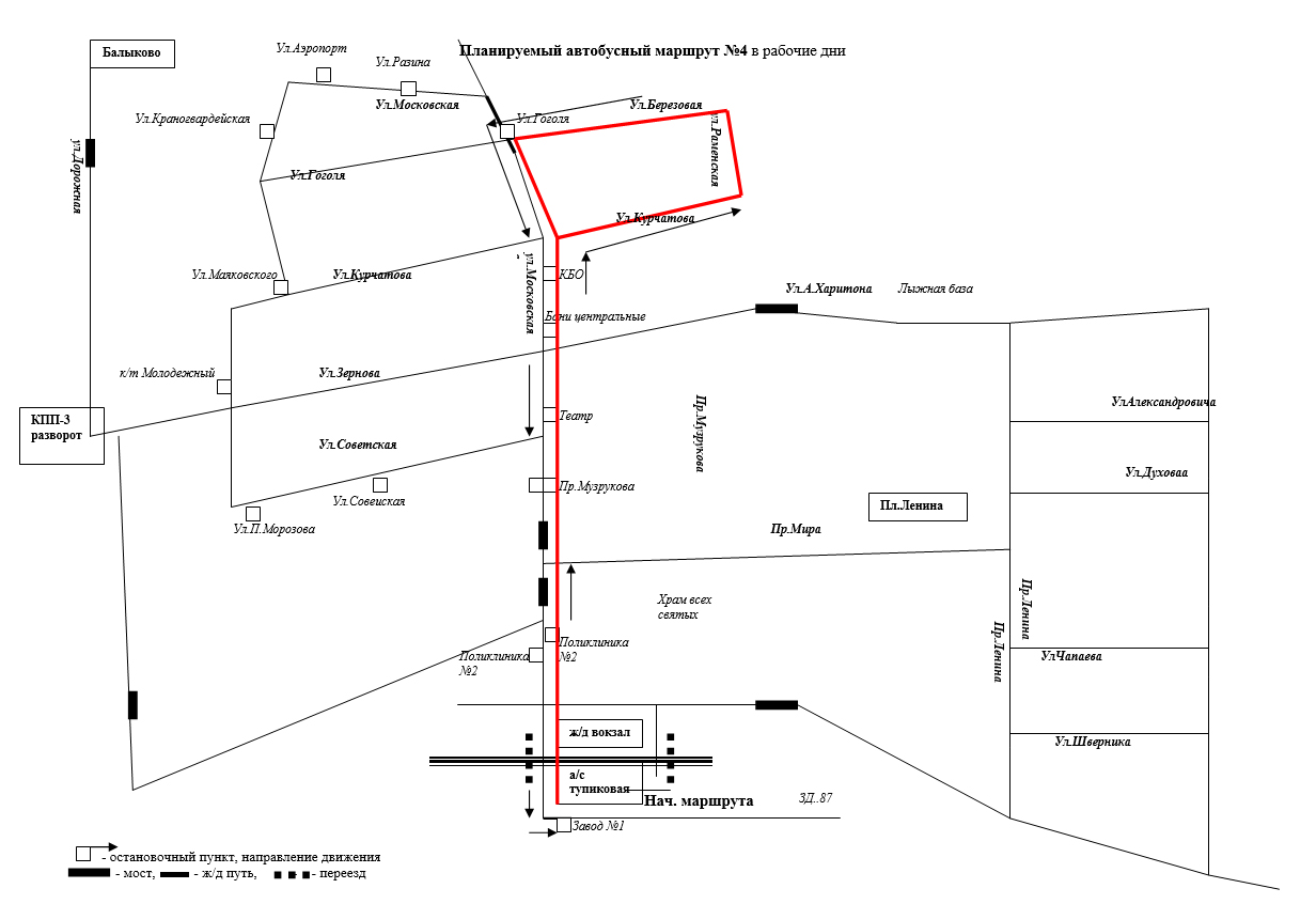 планируемый маршрут 4 в рабочие дни.