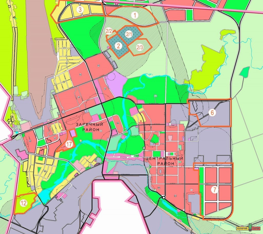 Схема изменений в Генплане города Сарова